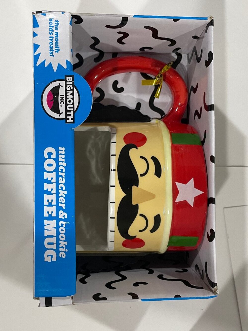NEW Nutcracker Mug & Cookie Holder Holds Coffee & Cookie Funny XMAS Gift Idea
